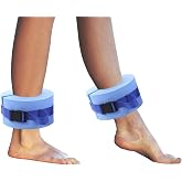 Foam Swim Aquatic Cuffs, Water Aerobics Float Ring Fitness Exercise Set, Ankles Arms Belts with Quick Release Buckle for Swim Fitness Training Set, Set of 2, Blue