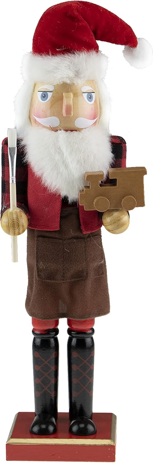 Nutcrackers - Clever Creations Toy Maker Santa 15 Inch Traditional Wooden Nutcracker, Festive Christmas Décor for Shelves and Tables