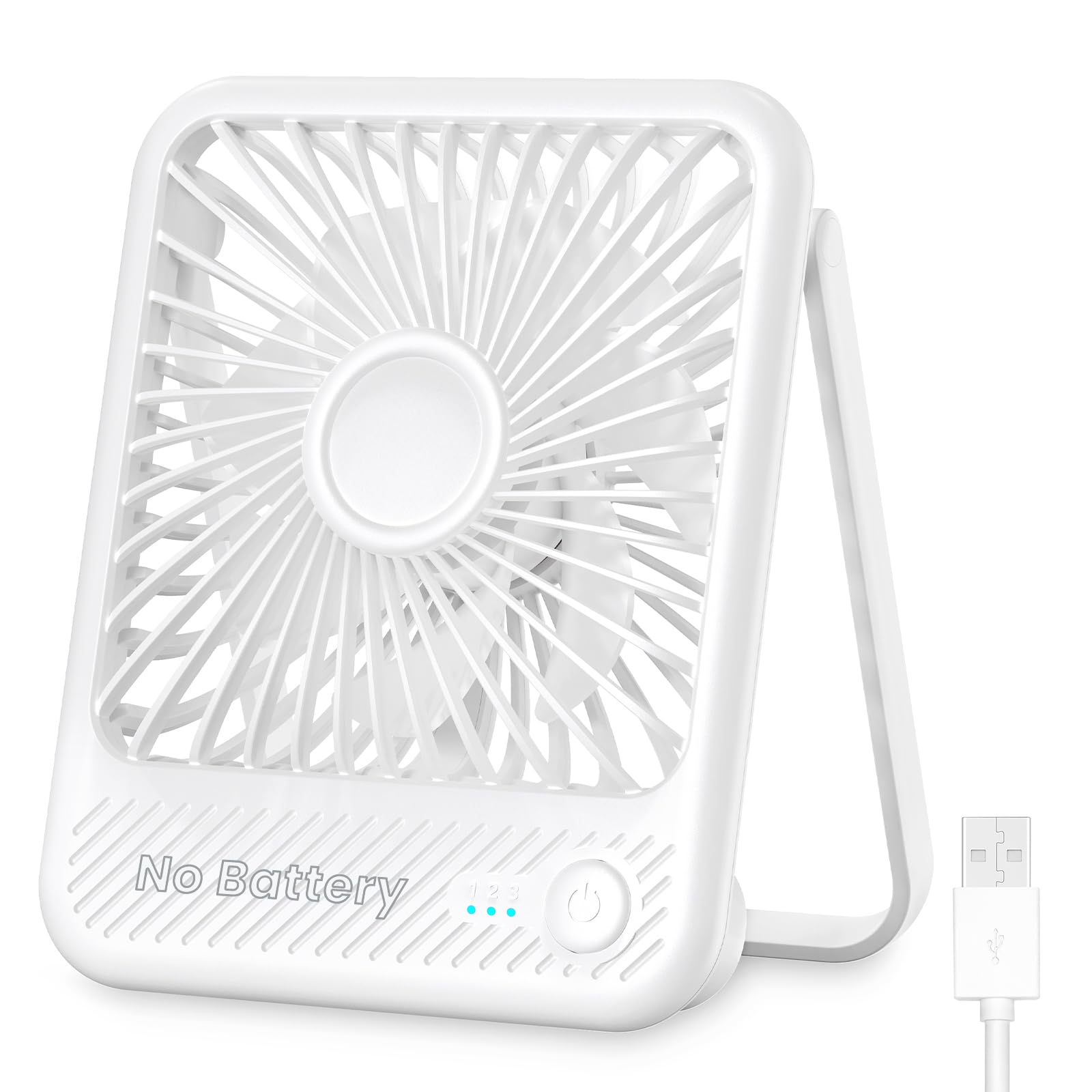 Photo 1 of Koonie USB Desk Fan, Strong Wind Ultra Quiet Small Personal Fan with 180° Tilt Folding and 3 Speeds Adjustable, USB-C Corded Powered Mini USB Fan for Office Desktop Bedroom White, NO BATTERY
