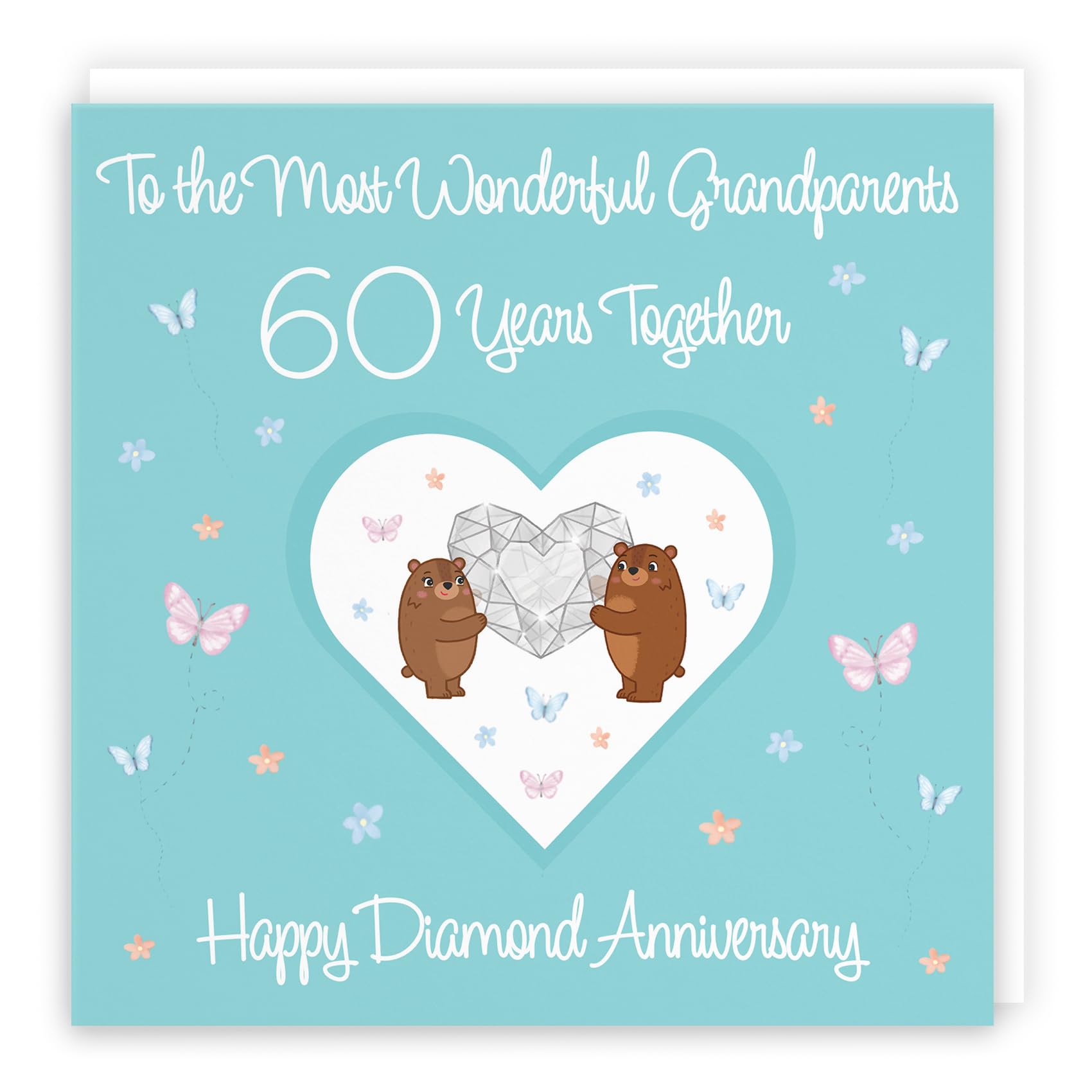 Hunts England - Grandparents 60th Anniversary Card - 60 Years - Diamond Anniversary - Romantic Meadows - Fun Card - 60th Anniversary Card For Grandparents — image 1