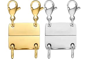 Layering Magnetic Necklace Clasp,18 K Gold and Silver Separator for Stackable Necklaces