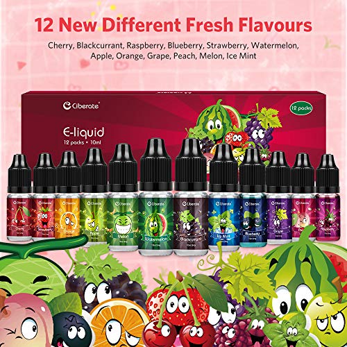 Ciberate E Liquids 12 x 10ml, 12 Aromen E Zigarette Liquids Set, 70VG/30PG Vape Liquids, ohne Nikotin – Bild 3
