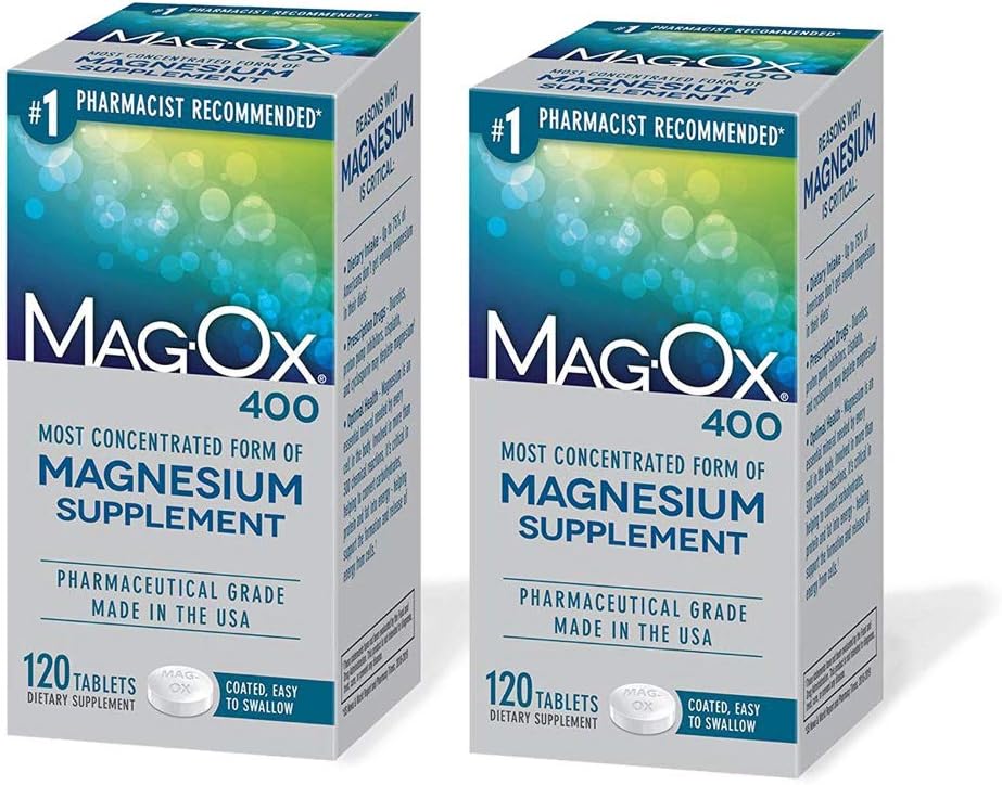 Mag-Ox 400 Magnesium Mineral Dietary Supplement Tablets, 483 mg Magnesium Oxide, 240 Count, Pharmaceutical Grade: Health & Personal Care