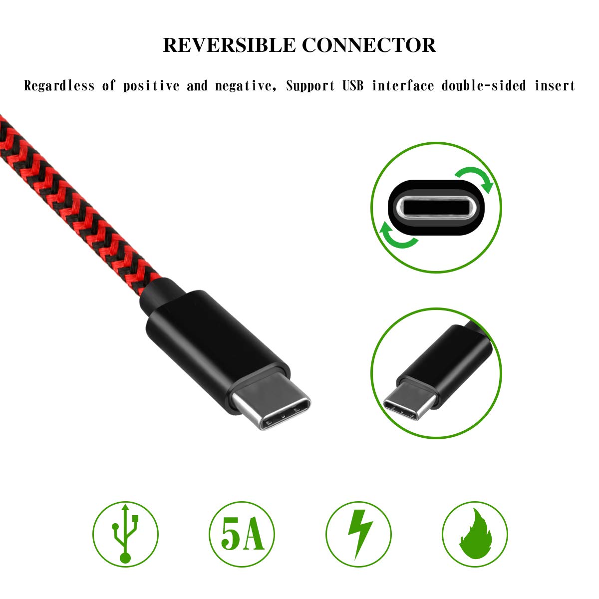 USB Type C Cable 10ft, USB C to USB A Fast Charger,Long Nylon Braided Fast Charging and Data Sync Cord for Samsung Galaxy S10/ S9 / S9+ / S8 / S8+ / Note 8,LG V20 G5 G6, Pixel,MacBook, Nintendo Switch