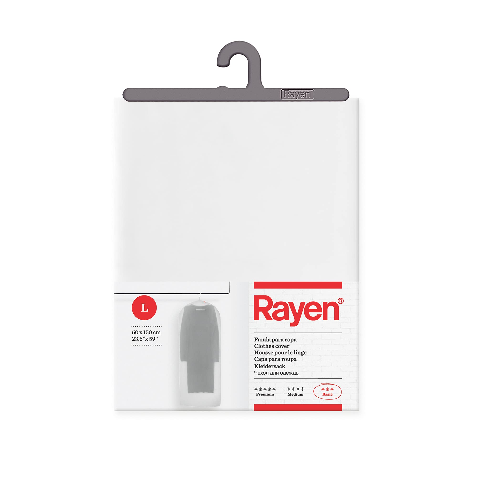 Rayen - Wardrobe clothes cover. Hanging suit cover. Dress cover resistant to dust, moisture and moths. 60 x 150 cm. Translucent — image 1