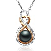 AENEAS Valentines Day Gifts for Women Infinity Black Pearl Necklace for Women Sterling Silver Black Pearl Pendant Necklace Infinity Jewerly Anniversary Birthday Gift for Mom Her Wife