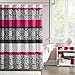 Mizone Reagan Print Stripes Kids Shower Curtain, Zebra Shower Curtains for Bathroom, 72 X 72, Pink Black White