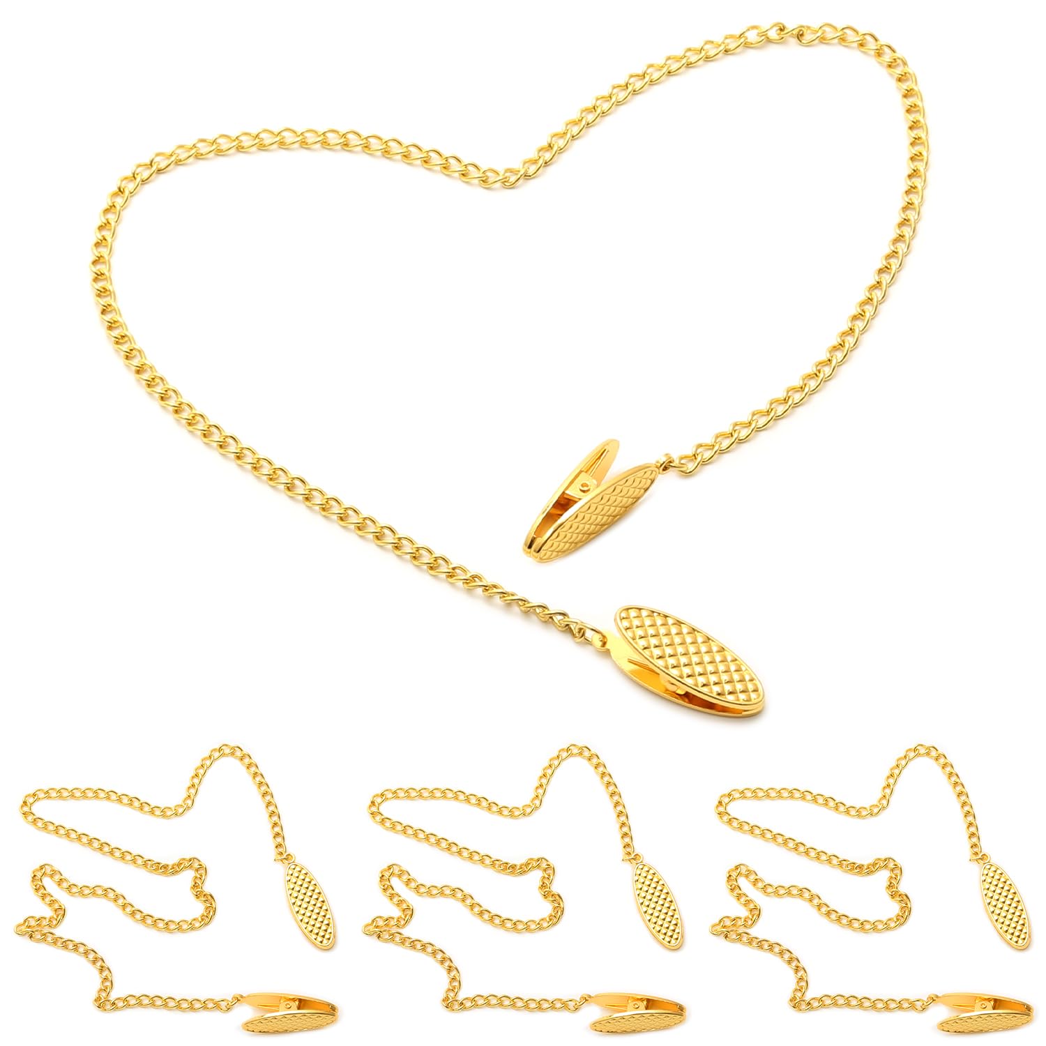 MAIXINNEW 4 Pcs Napkin Chain with Clips Gold, Personal Serviette Chain with Clips, Elegant Serviette Holder Clip for Adult Kid And Pet (18.9 Inch) — image 1