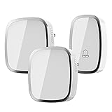 Wireless Doorbell, Weatherproof Wall Plug-in Cordless Door Chime at 1000-feet Ra