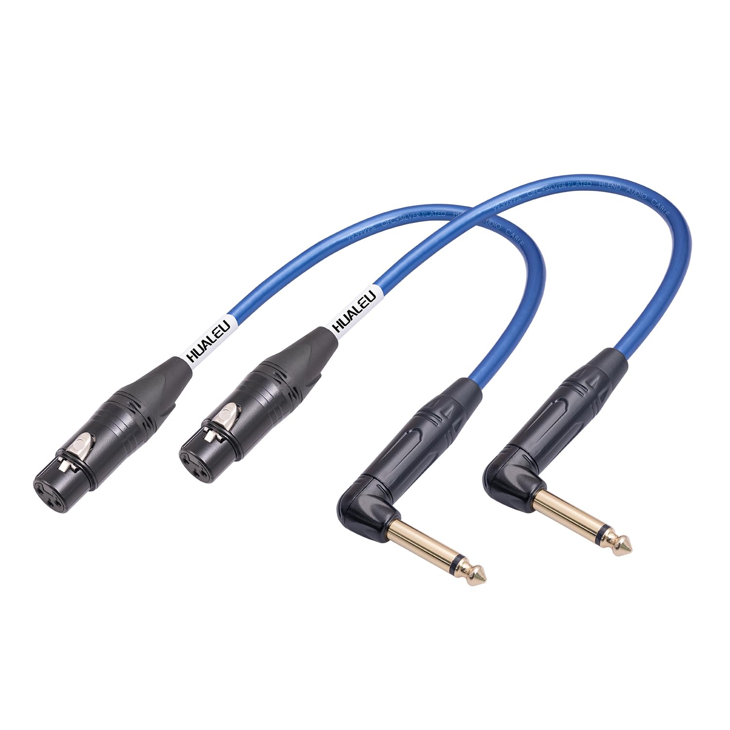 Photo 1 of HUALEU 2Pack 1Ft 1/4" TS Right Angle to XLR Female Cable,XLR Female to 1/4-inch TS Right-Angle Plug Microphone Cable,6N OFC+Silver Plated HI-END Audio Cable for Micphone Mixer