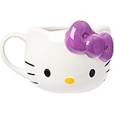 Silver Buffalo Sanrio Hello Kitty Purple Bow Ceramic 3D Sculpted Mug, 20 Ounces