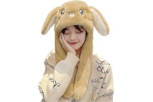 Topwon Bunny Hat Ear Moving Plush Animal Hats Earflap Funny Rabbit Jumping Ears Cap Cosplay Party Costume Accessories Winter
