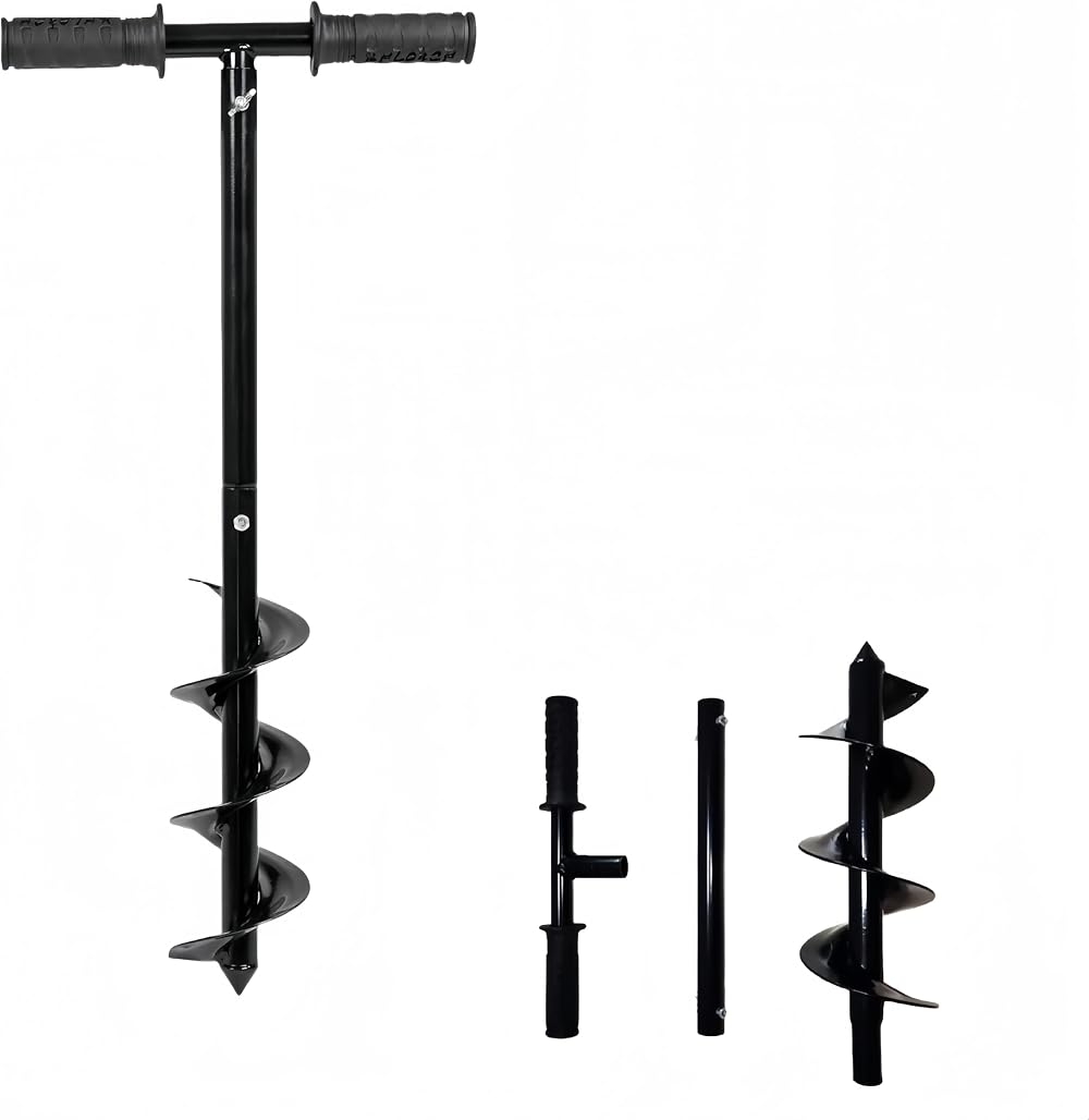 Eidoct Fence Post Auger 10x60cm Manual Post Hole Digger with Non-Slip Handle