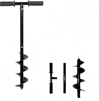 Eidoct Fence Post Auger 10x60cm Manual Post Hole Digger with Non-Slip Handle