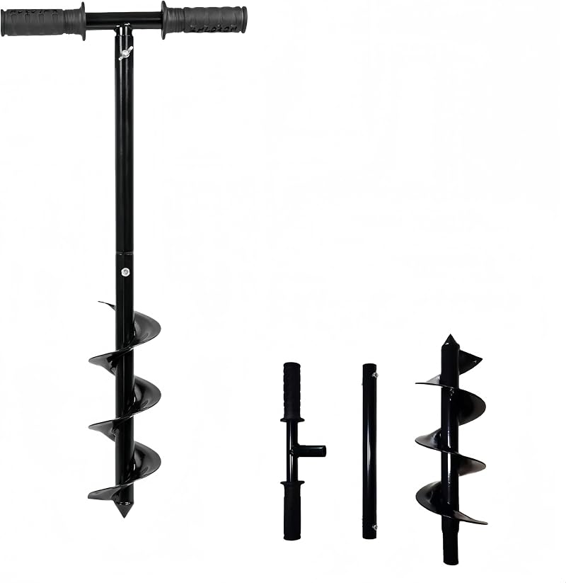 Eidoct Fence Post Auger 10x60cm Manual Post Hole Digger with Non-Slip Handle