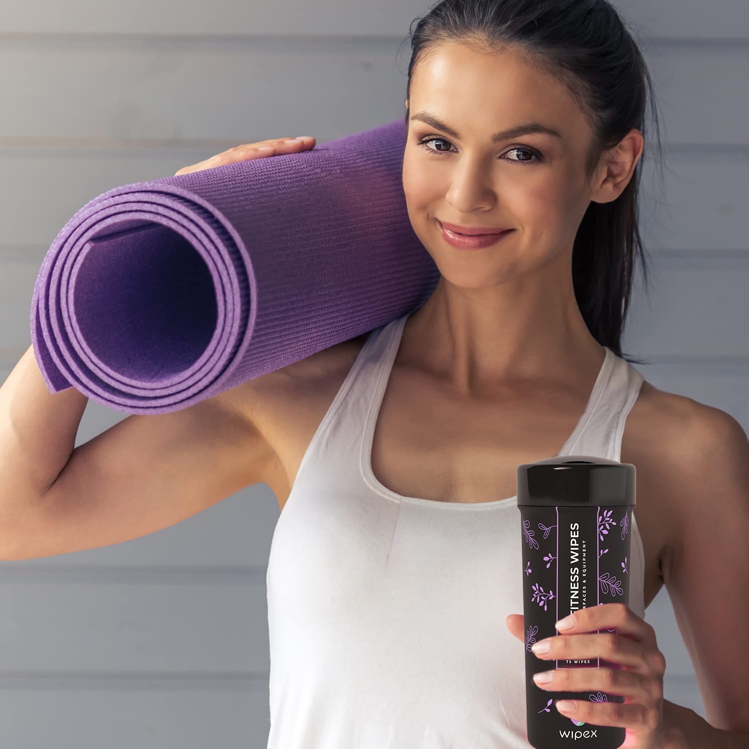 Wipex Yoga Mat Cleaner & Fitness Wipes - Natural Lavender & Vinegar Gym Equipment Cleaner - 75 Gym Wipes to Clean Yoga Mats, Spinning & Peloton Bikes, Weight Machines & Surfaces