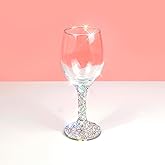 TISHAA Bling Wine Glass All Purpose, Bedazzled Rhinestone Diamond Wine Glasses, Dazzling Glam Decor Red and White Wine Glasses for Wedding Christmas Thanksgiving, (White)