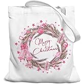 SZERE Christmas Canvas Tote Bags for Women, Reusable Shopping Bags