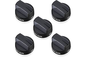 TURNEGOO 5 Pieces Upgrade W10339442 Stove Knobs Replacements, Only Compatible with Whirlpool Gas Range/Oven/Stove Knobs (Black)