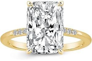 Effinny 3.5ct Solitaire Oval/Radiant Cut Engagement Ring,14K Gold Plated 925 Sterling Silver Cubic Zirconia Promise Ring