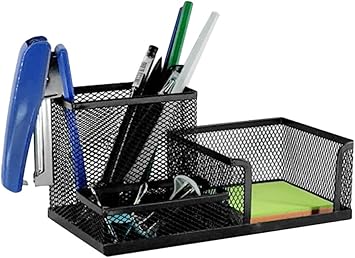 Amazon メタル デスクオーガナイザー ペン立て 卓上収納 おしゃれ 小物収納ボックス ペンスタンド 多機能 リモコンラック 文具ケース ペン ハサミ ホチキス消しゴム オフィス用品 人気 メッシュメタル 机上 整理整頓 事務事務 文房具 収納ホルダー 組み立て