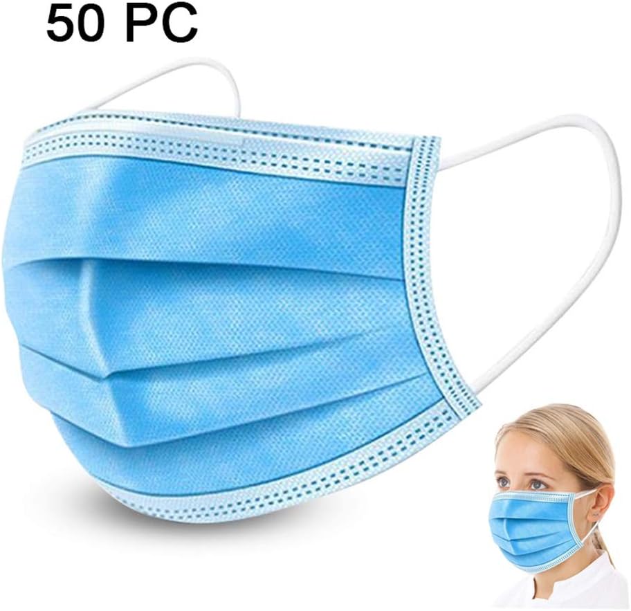 XXZJD 3 Layer Blue Disposable M-A-S-K-S,15 PCSAnti Dust Anti-Pollution Face Blue M-A-S-K-S With Earloops Protective For Smoke Dust Pollen (Color : 50 packs)