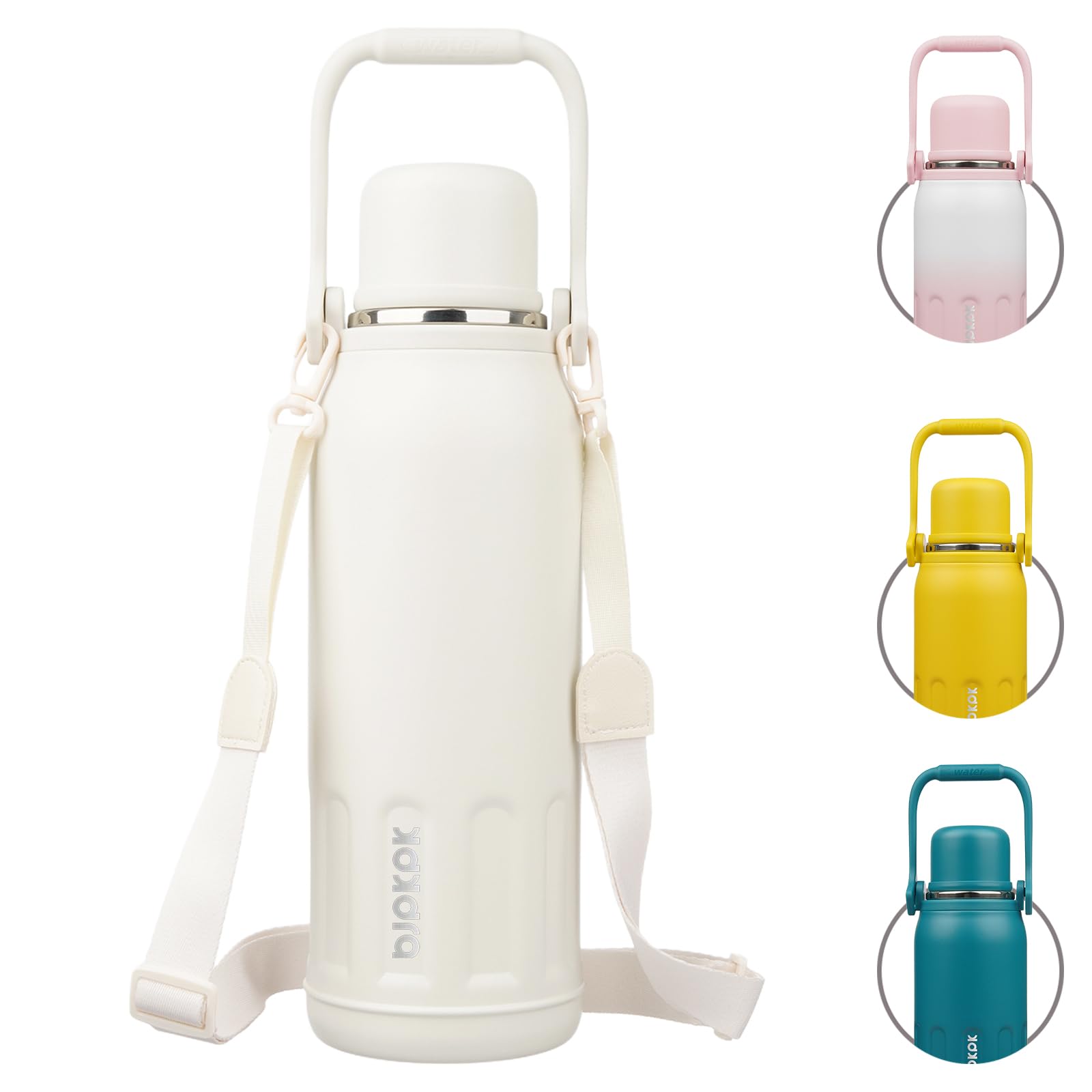 Photo 1 of BJPKPK Insulated 50oz Thermal Dishwasher Safe Water Bottle with Lid and Carry Handle Stainless Steel Water Bottles for Outdoor Sports,Beige