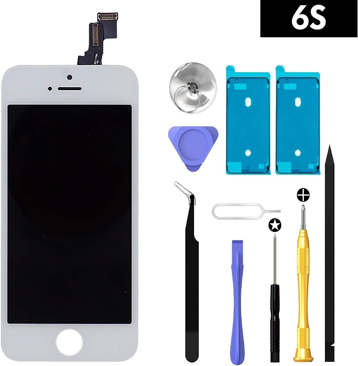 Screen Replacement for iPhone 6S (A1633, A1688, A1700) White LCD Display 4.7" with Complete Replacement Toolkit by Loctus