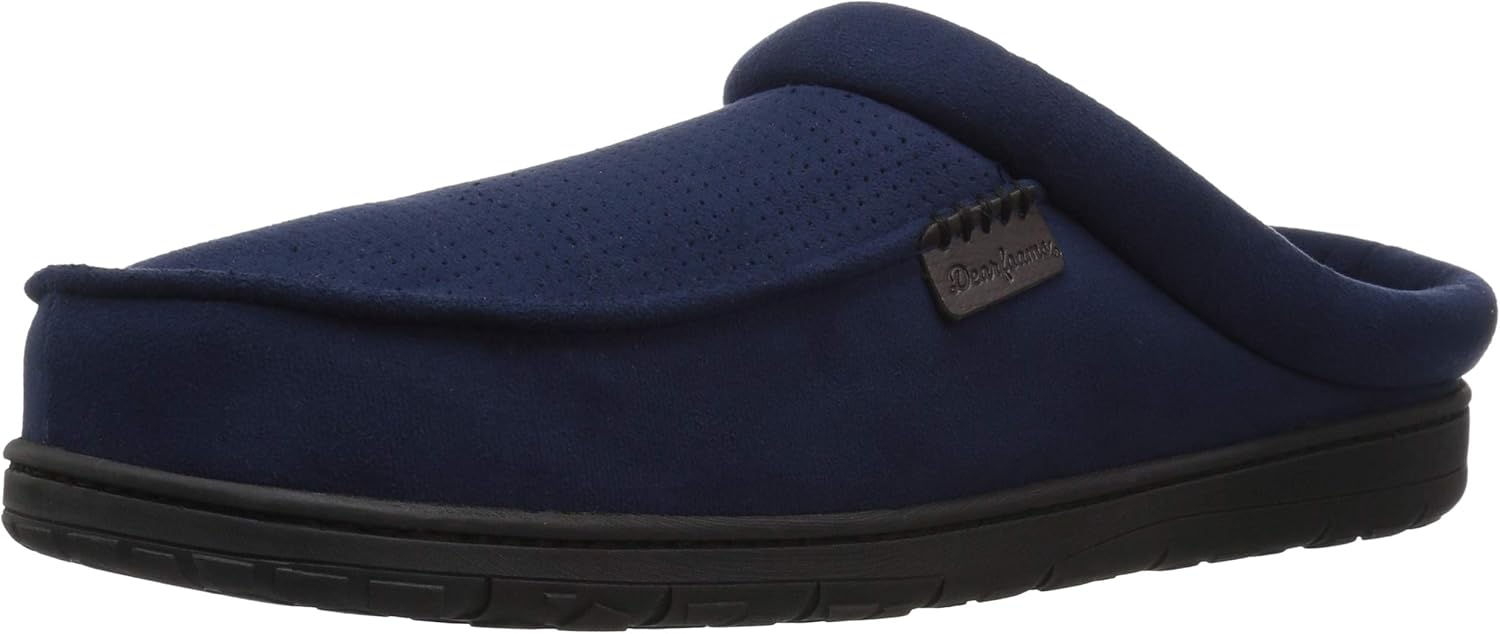 men's dearfoams perforated microsuede clog slippers