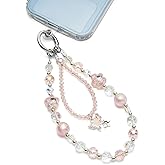 WOZEAH Phone Charm for Women, Beaded Wrist Strap Lanyard with Tether Tab – Anti-Theft Hands-Free Detachable Phone Chain Wristlet