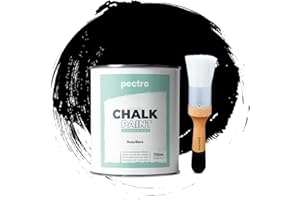 PECTRO Black Chalk Paint for Furniture 25 fl.Oz. (750ml) + Special Brush - Furniture Paint no Sanding or Priming - Chalk Finish Wood Paint - DIY Projects Home Decor & Improvement (DEEP Black)