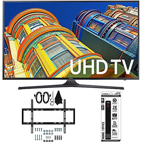 Samsung UN40KU6300 40-Inch 4K UHD HDR LED Smart TV with Slim Flat Wall Mount Kit and 6 Outlet Power Strip and Dual USB Ports
