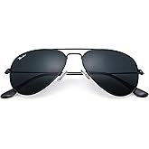 Pro Acme Small Aviator Sunglasses Glass Lens, Classic Metal Frame UV400 Protection for Men Women 55MM