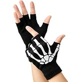 BLbird Halloween Skeleton Gloves For Men Women Fingerless Glow In The Dark Glove Emo Goth Costume Accessories