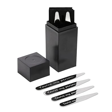 Zysta 8 Stk. Herren Edelstahl-Spiegel Kragenstäbchen Kragenstege Collar Stays Set mit Gravur, 4 Größe mit Organizer Etui