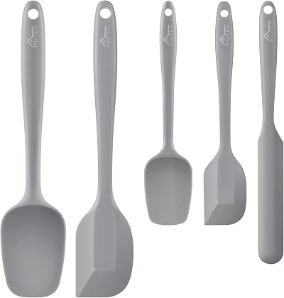 Hotec 600℉ Heat-Resistant Silicone Spatula Set Grey 5 pcs BPA-Free