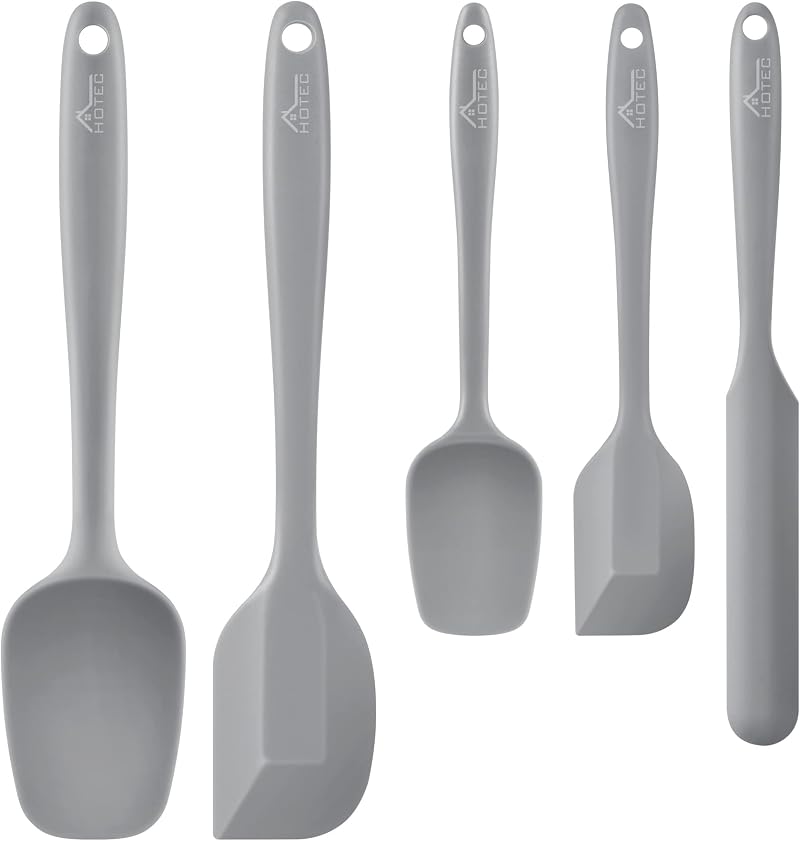 Hotec 600℉ Heat-Resistant Silicone Spatula Set Grey 5 pcs BPA-Free