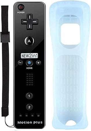 Tanouve Mando para Wii/Wii U,2 en 1 Mando con Motion Plus Mando a Distancia Inalámbrico Control Remoto con Correa de Pulsera Incorporado Acelerador ...