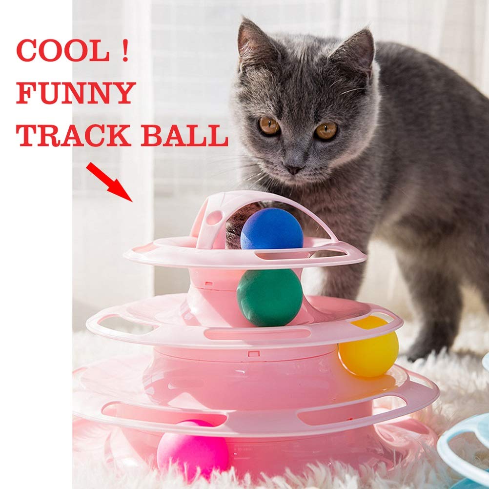 Imphom Cat Toy Ball Track Tower Puzzle Set Turn Plate Table Pet Cat Dog Toy