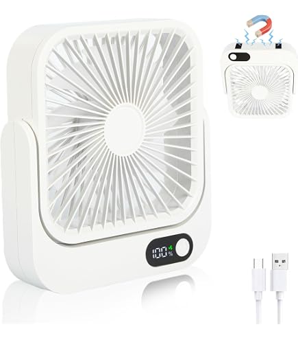 Magnetic Cruise Fan With 8000mAh Battery – Rechargeable Cabin Air Circulator With LED Light, Timer & Power Output, Sticks To Metal Surfaces