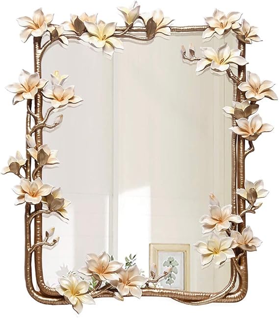 ZZKJBox Floral Art Deco Mirror,Luxury Wall Mirror