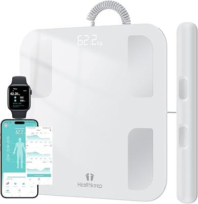 Balança de banheiro inteligente com 8 eletrodos, balança de bioimpedância de precisão, balança digital de banheiro, 18 medidas essenciais, para Andriod e iOS