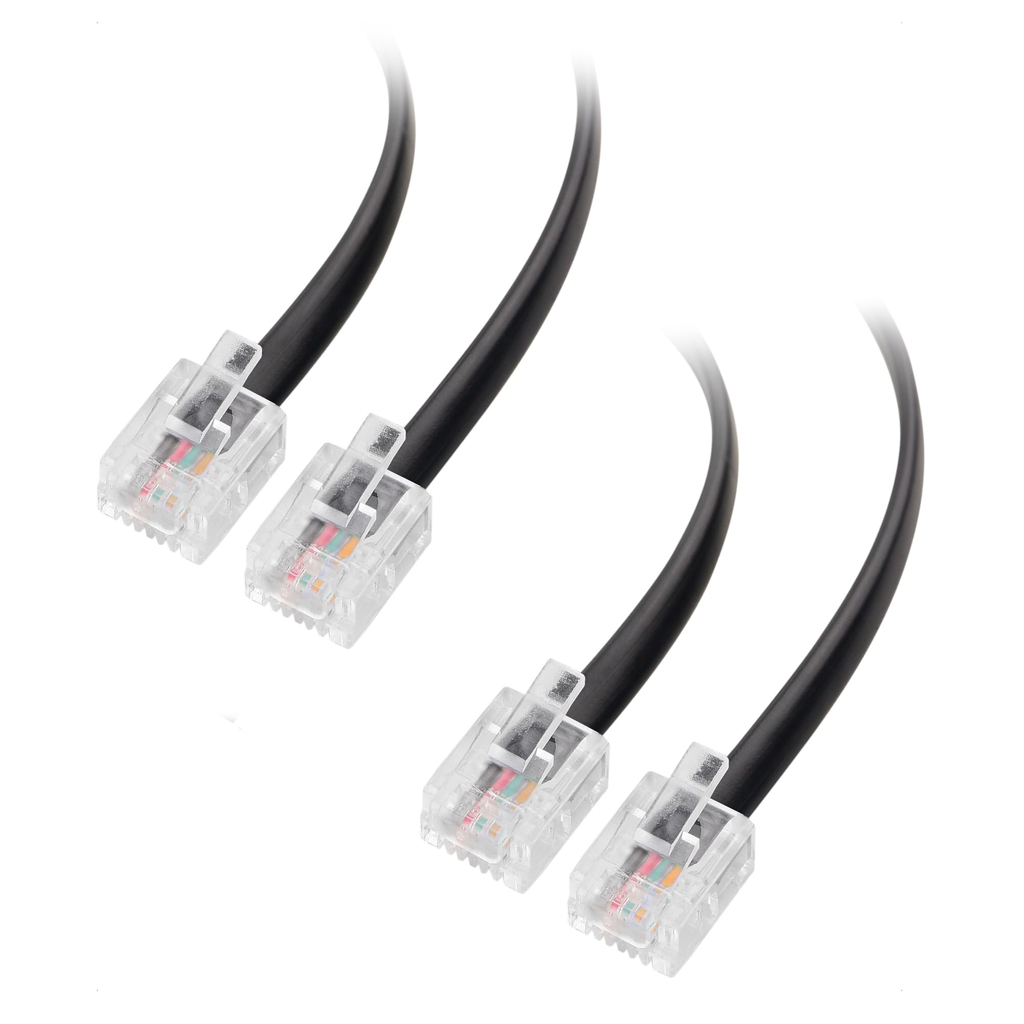 Cable Matters 2-Pack ADSL Cable 3m (RJ11 to RJ11 Cable) for Telephone, Internet DSL, ADSL, Modem in Black - 3m