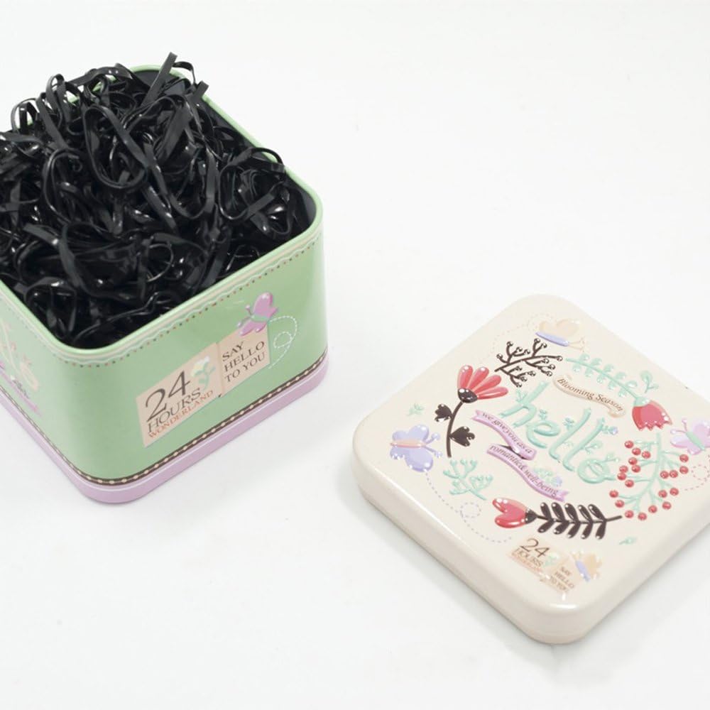 Amazon Vwinone ヘアゴム からまないブラック 約700本 ヘアアクセサリー 髪ゴム 髪飾り 子供 大人 金属製収納ケース付き ブラック ヘアアクセサリー おもちゃ