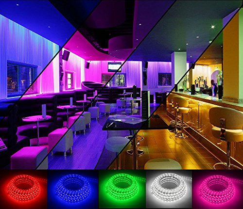 Brillihood Flexible LED RGB Neon Light strip, Multi Color Changing SMD 5050 LEDs, 110-120V AC, Dimmable Rope Light, IP65 Waterproof, Accessories Included, Christmas Holiday Decoration (50m/164ft)