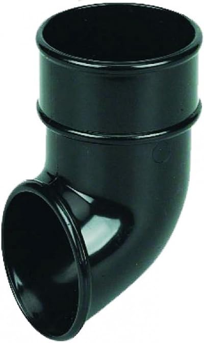 FloPlast 68mm Round Gutter Pipe Shoe Black UPVC Downpipe Connector Fitting