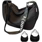 Crossbody Bags for Women - Hobo Durable Black Canvas Crescent Sling Purse with 3 Zippers Pockets for Casual & Work