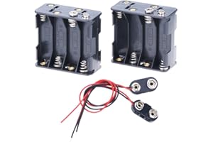 Hilitchi 2Set 8 x AA Thicken Battery Holder and T Type Wired Battery Clip Standard Snap Connector