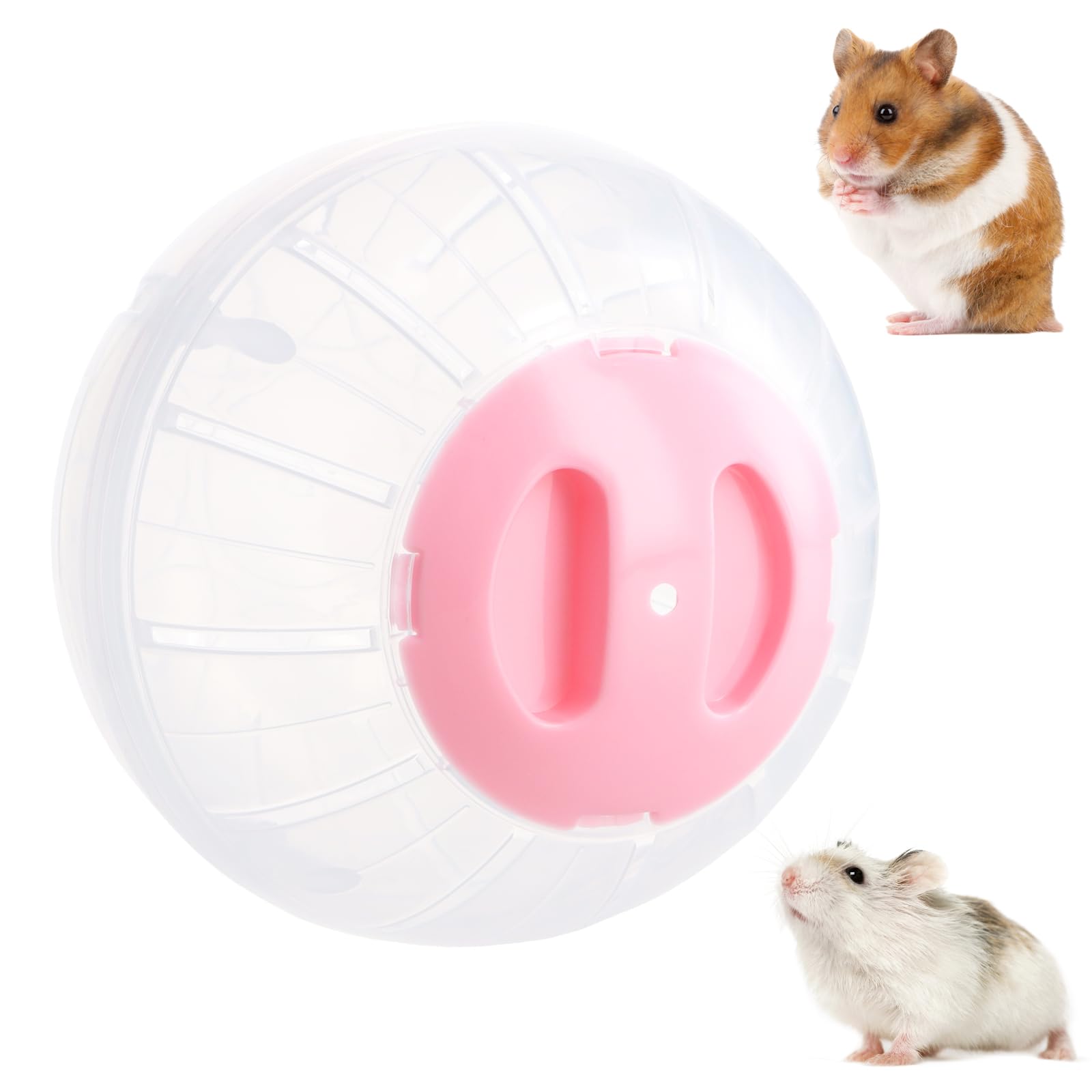 Transparent Hamster Exercise Ball, 14.5cm Plastic, Small Animal Activity Toy for Dwarf Hamsters, Gerbil, Mice (Pink)