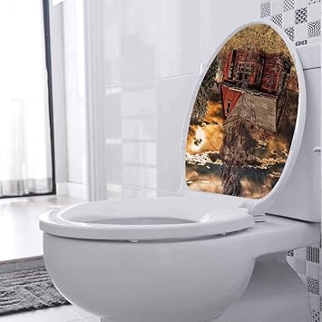 Toilet Seat Wall Decal Sticker Scenery Horror Movie Theme Toilet Bathroom Seat Vinyl Sticker For Toilet Halloween Bathroom Diy Home Decor 15 X 18 Inch Amazon Com